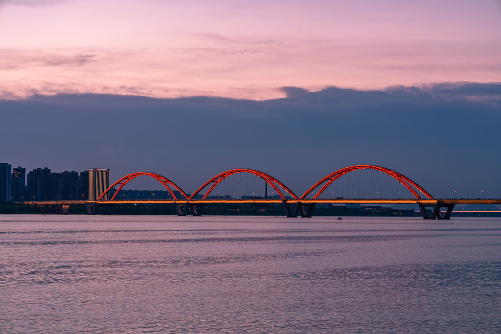 长沙湘江福元路大桥夕阳风景图片