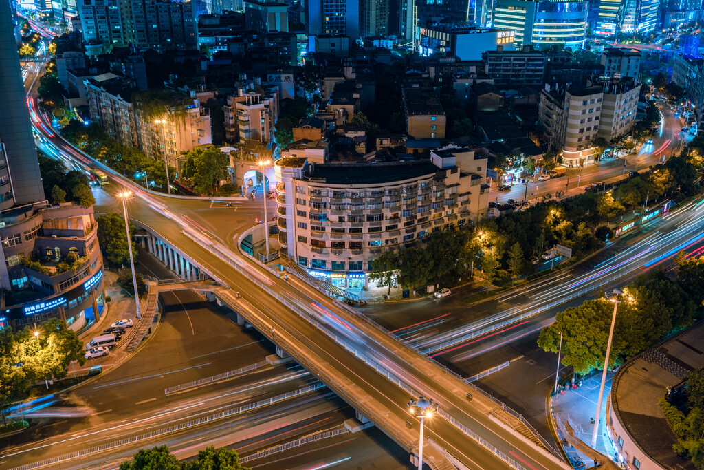 长沙解放中路立交桥城市夜景图片