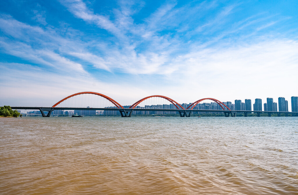 长沙湘江福元路大桥夕阳风光图片