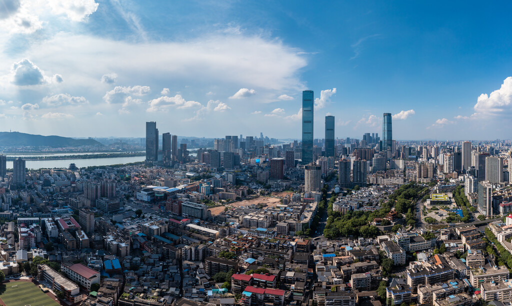 航拍长沙城市风光全景图图片