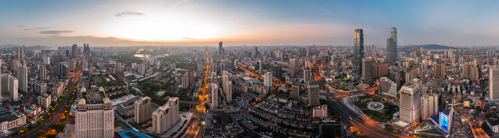 长沙金融中心地区城市风光航拍全景图图片