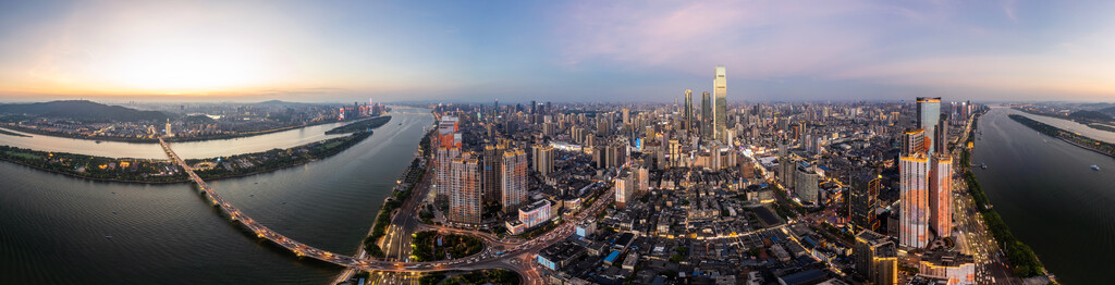 长沙城市夜景风光航拍全景图图片