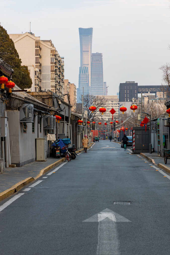 胡同传统建筑与国贸CBD商务区现代建筑图片