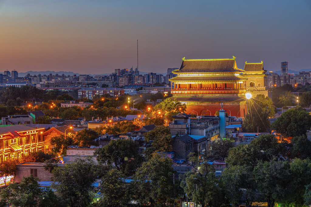 北京鼓楼大街夜景风光图片