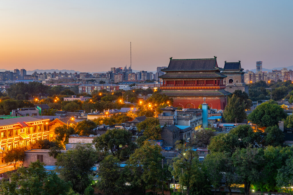 北京鼓楼大街夜景风光图片