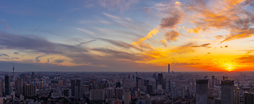 天津城市夕阳风光