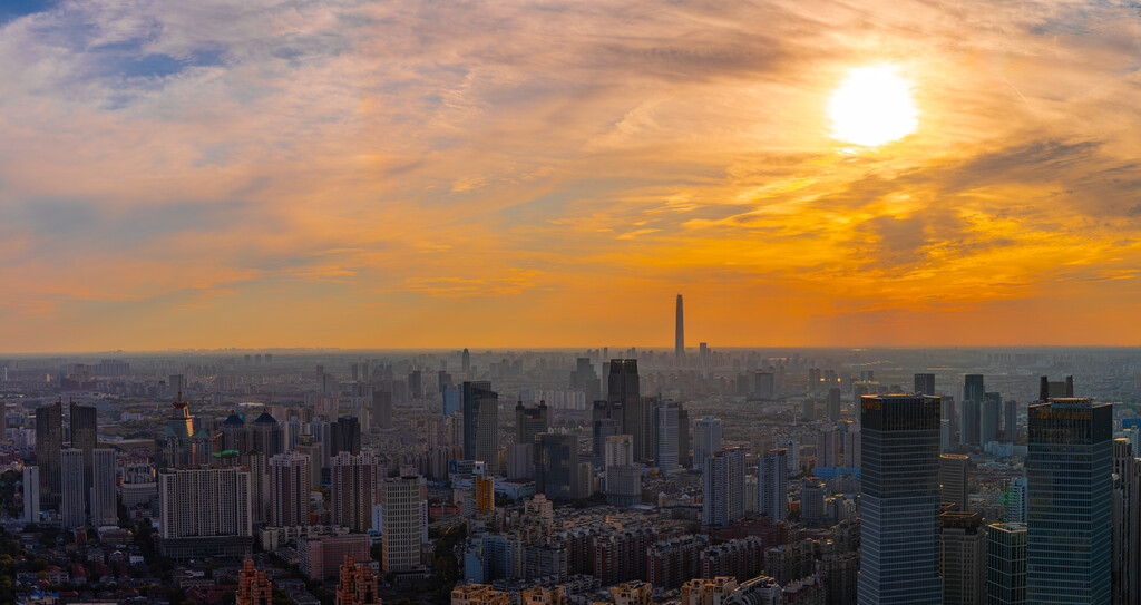 天津城市夕阳风光