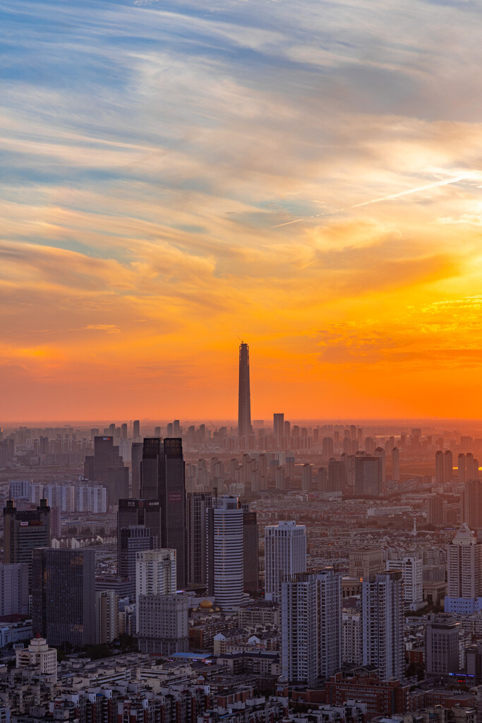 天津城市夕阳风光