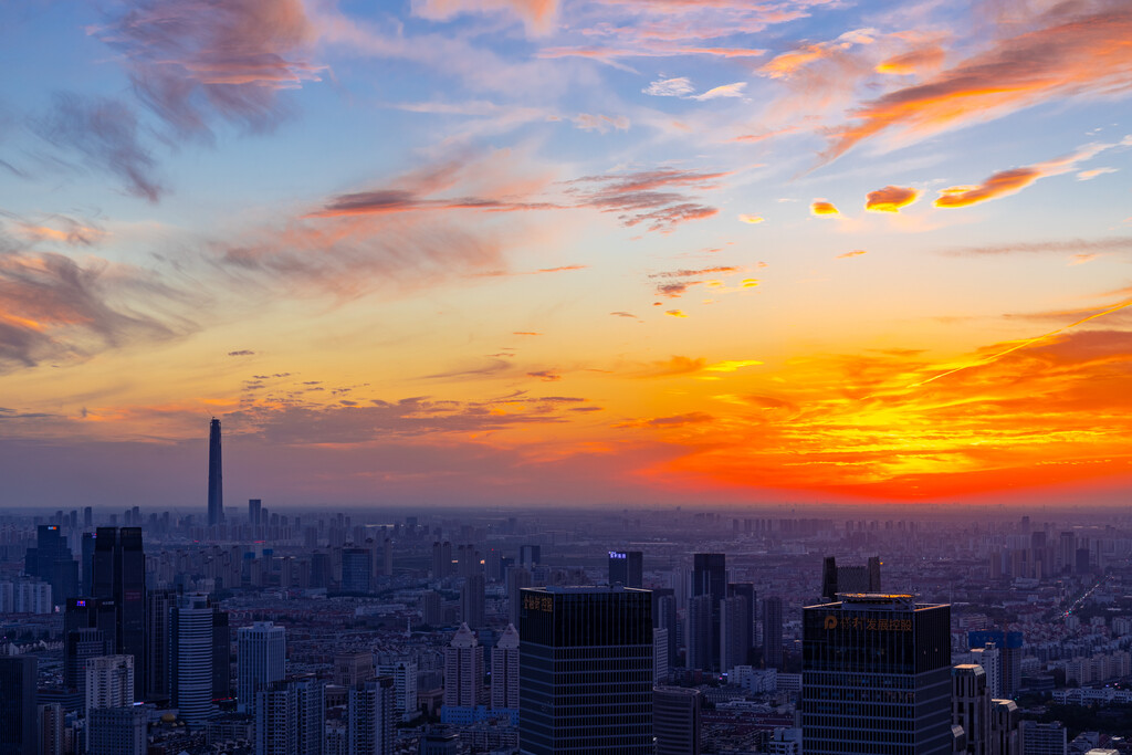 天津城市夕阳风光