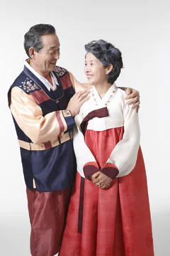 传统服饰老年的朝鲜夫妻图片